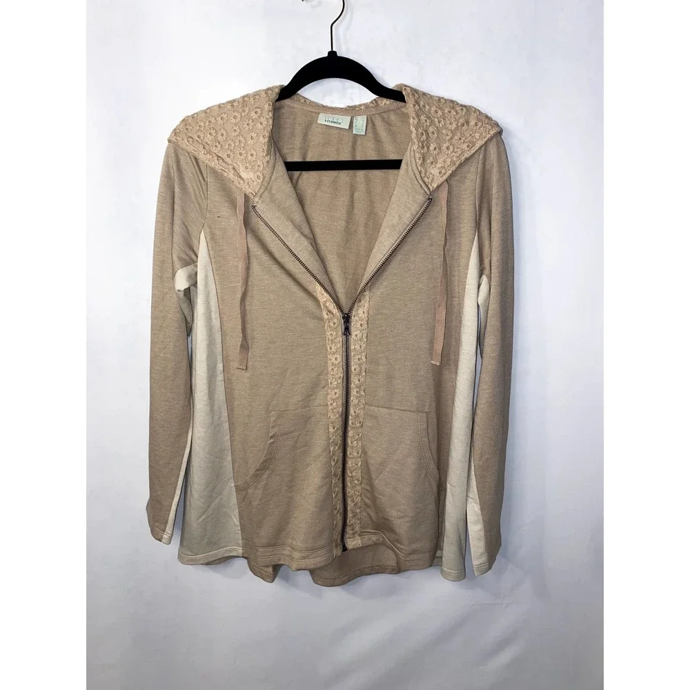 Logo Lounge Full Zip Hooded Embroidered Sweater